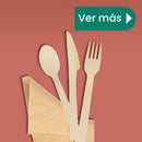 Kit Cubierto (Cuchara, Tenedor, Cuchillo y servilleta) | Madera | 6.5" / 16.5 cm | Compostable y biodegradable
