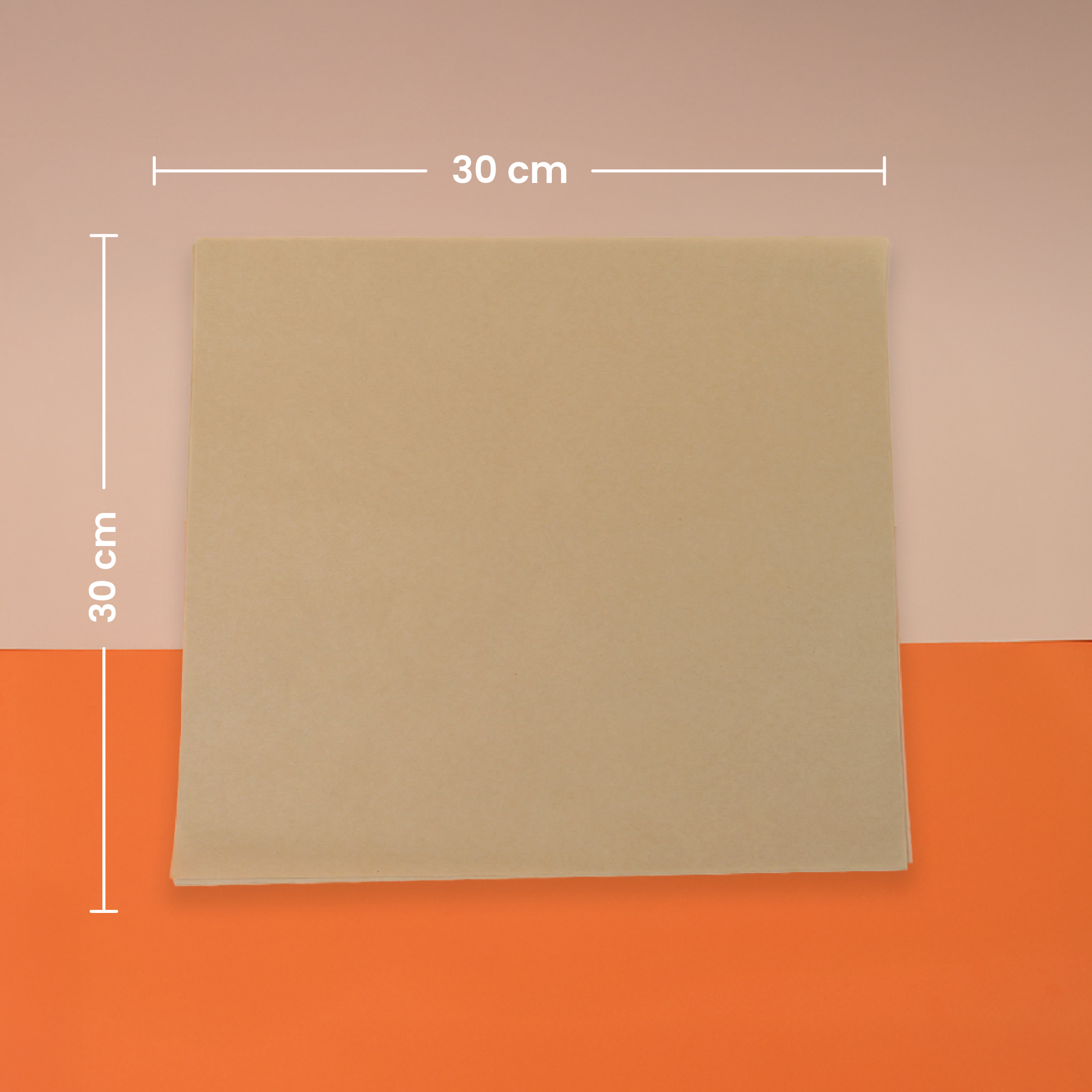Papel encerado | Papel Reciclado Kraft | 30 x 30 cm | Compostable y biodegradable