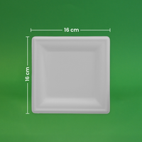 Plato Cuadrado | Bagazo de caña | 6" / 15.2 cm | Compostable y biodegradable