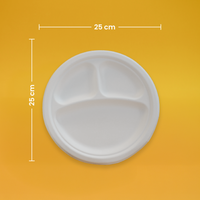 Plato  3 Div. | Bagazo Caña | 9 " / 22.8 cm | Compostable y biodegradable