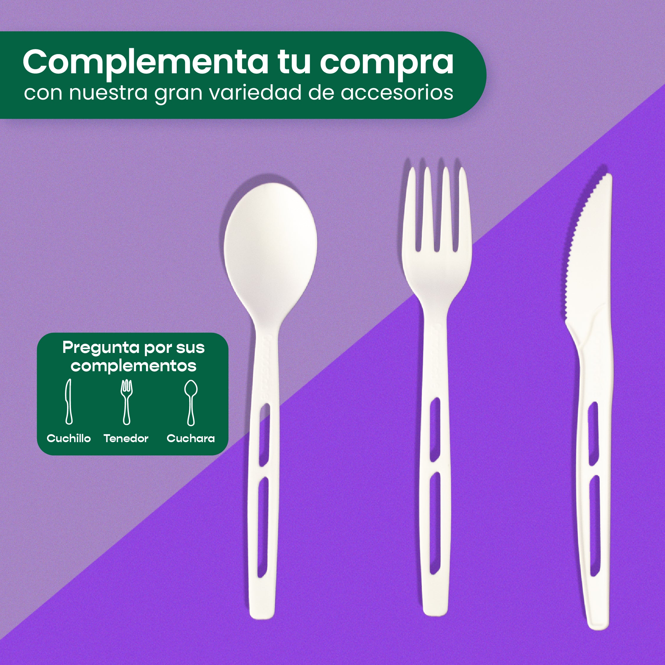 Tenedor | Ácido Poliláctico Cristalizado CPLA | Compostable y biodegradable
