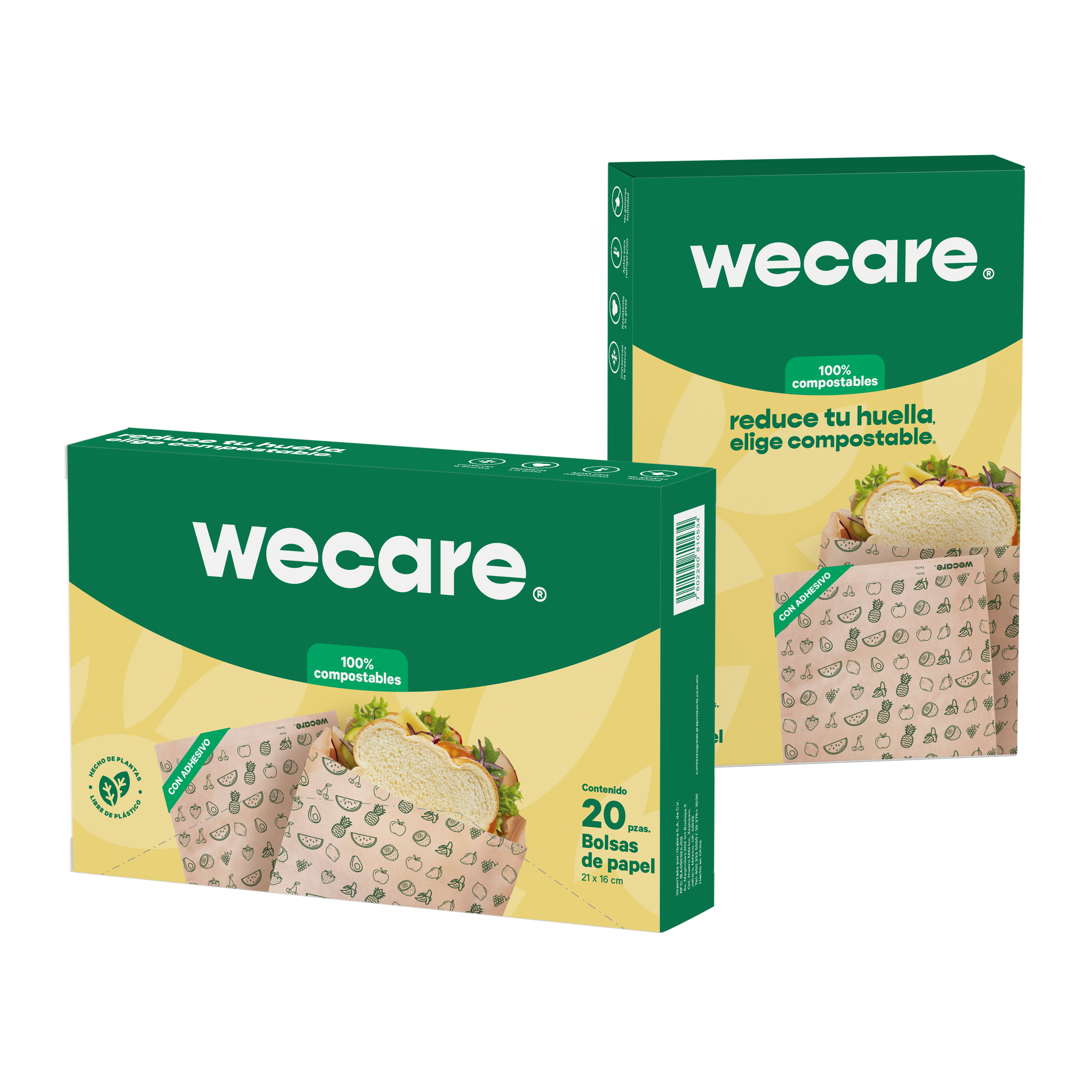 Bolsas Papel Sandwich | Con Cierre Adhesivo | Papel Kraft | 600 pz | Compostable y biodegradable