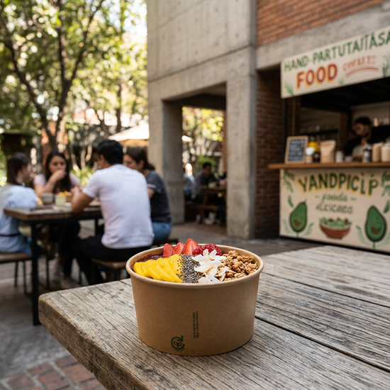 Ensaldadera de Papel + PLA 32 oz - compostable