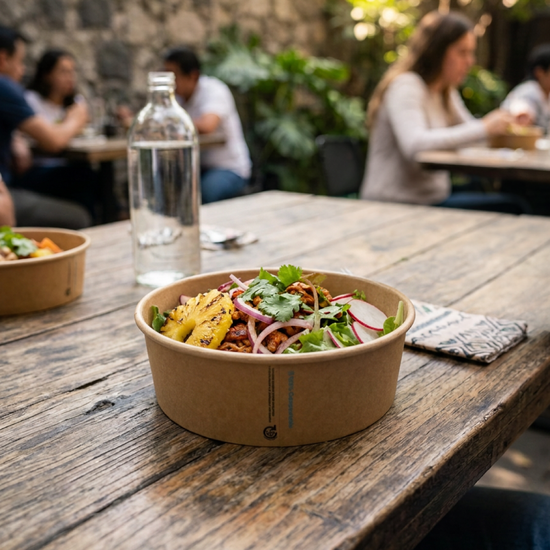 Ensaladera Papel | Papel Kraft | 44 oz | Compostable y biodegradable