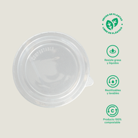 Tapa para ensaladera clear PLA 44 oz - compostable