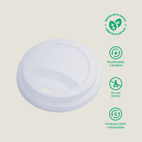 Tapa vaso cafetero 8 oz CPLA - compostable