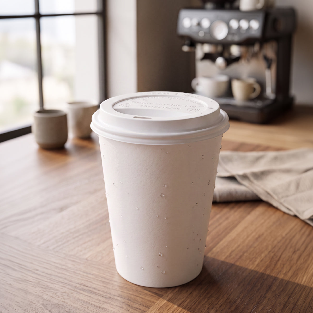 Tapa vaso cafetero 8 oz CPLA - compostable