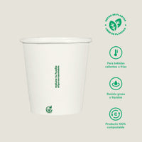 Vaso térmico cafetero Papel + PLA 4 oz - compostable