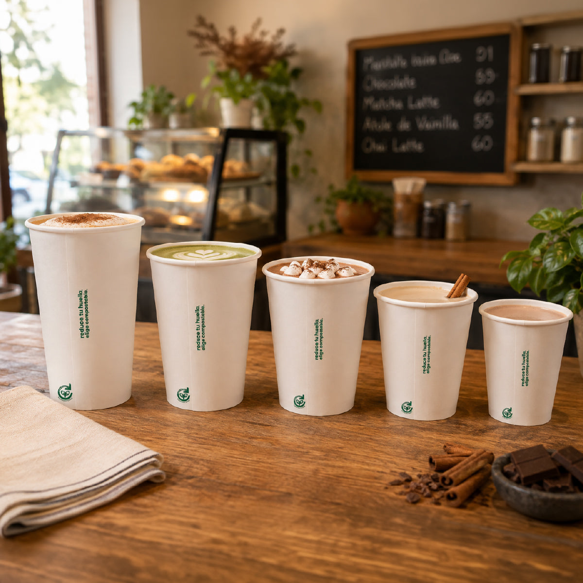 Vaso térmico cafetero Papel + PLA 4 oz - compostable