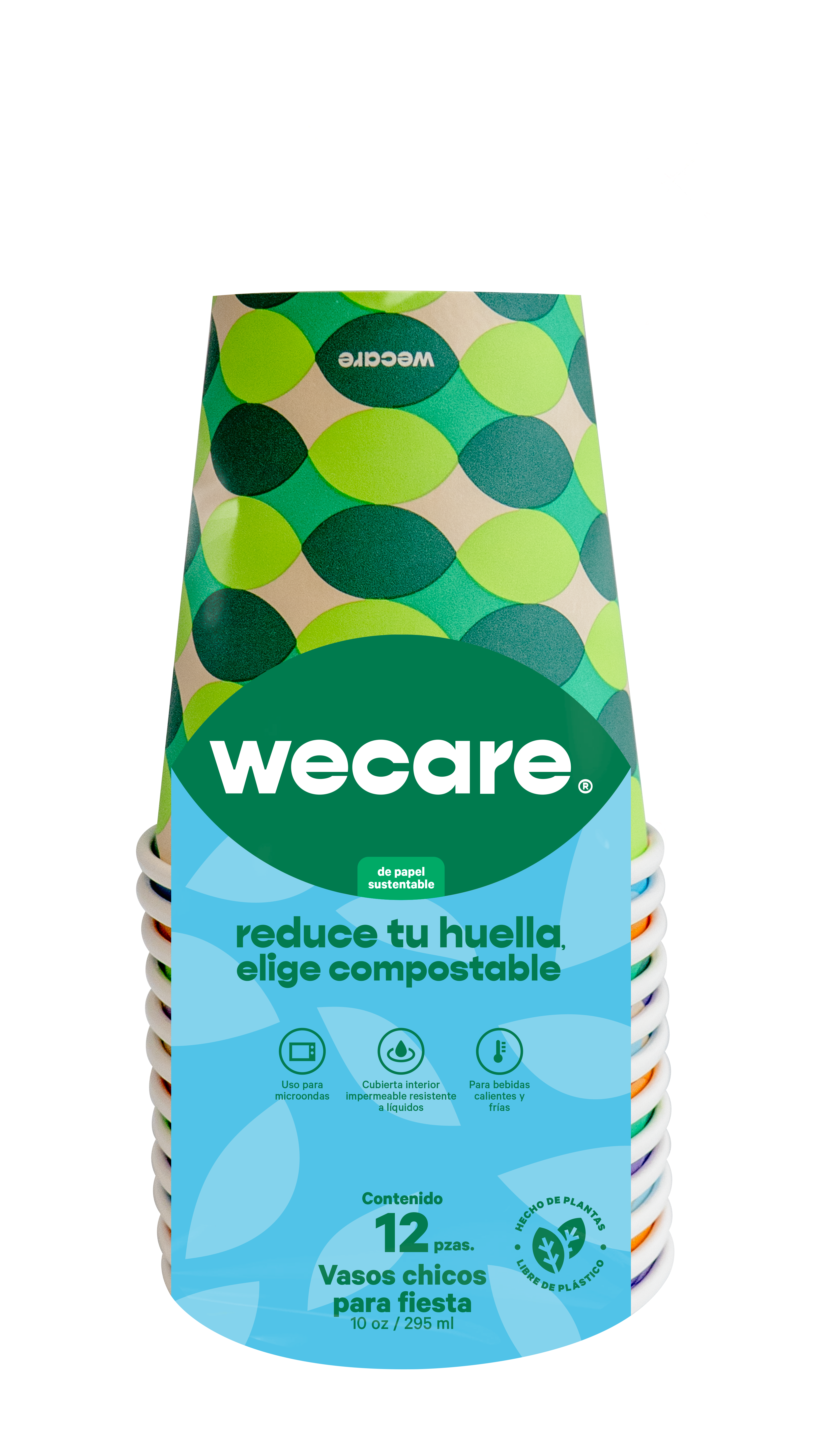 Vaso Térmico Fiesta Retail | Papel - Ácido  Poliláctico PLA | 10 oz / 295 ml | Compostable y biodegradable