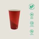 Vaso térmico rojo 16 oz papel + PLA - compostable