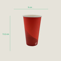 Vaso térmico rojo 16 oz papel + PLA - compostable