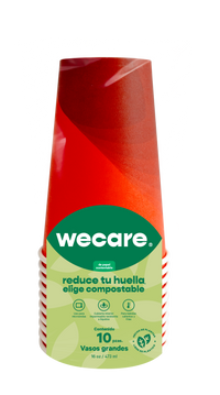 Vaso Térmico Rojo Retail | Papel - Ácido  Poliláctico PLA | 16 oz / 473 ml | Compostable y biodegradable