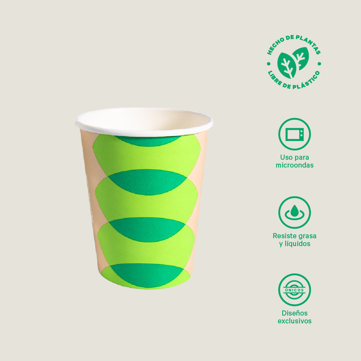 Vaso térmico 8 oz papel + PLA - compostable