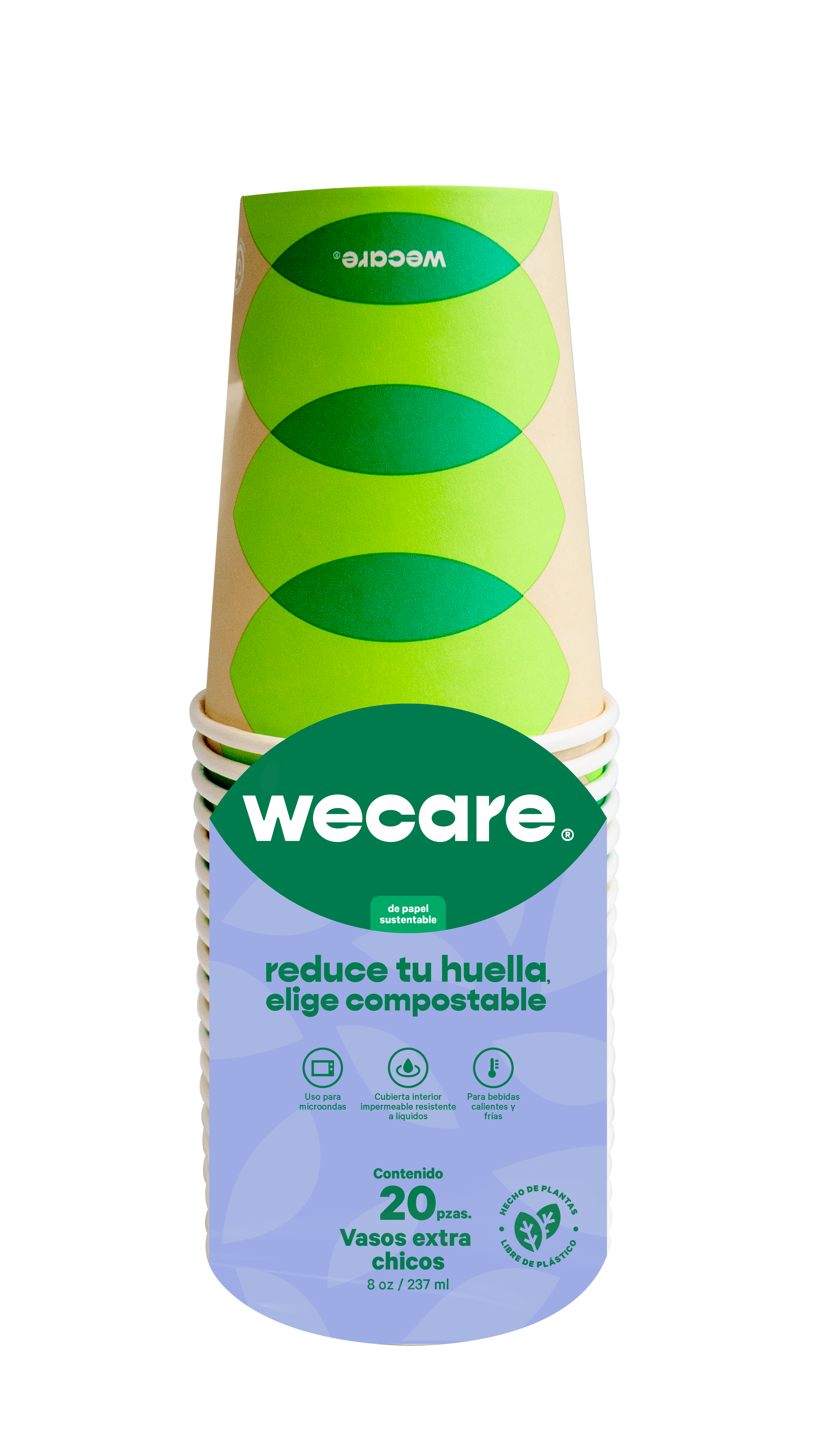 Vaso Térmico Retail  | Papel - Ácido  Poliláctico PLA | 8 oz / 237 ml | Compostable y biodegradable