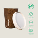 Juego de vaso para café con tapa 12 oz - compostable
