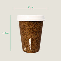 Juego de vaso para café con tapa 12 oz - compostable