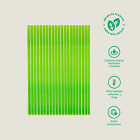 Popotes verdes PLA - compostables
