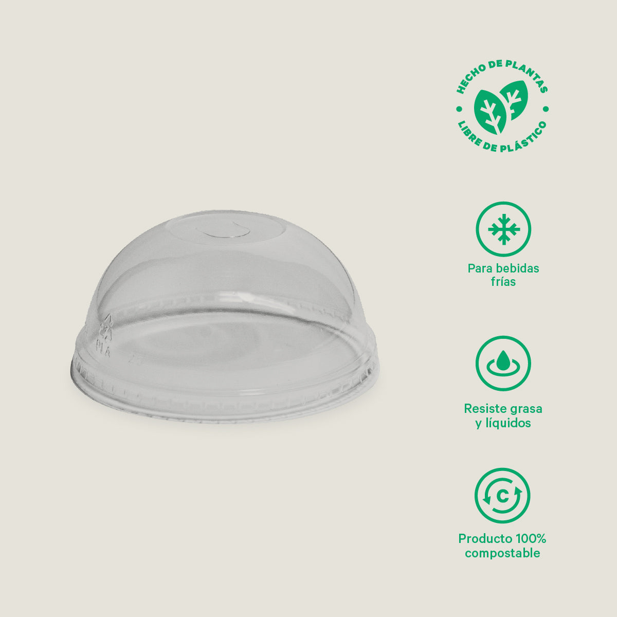 Tapa domo PLA - compostable