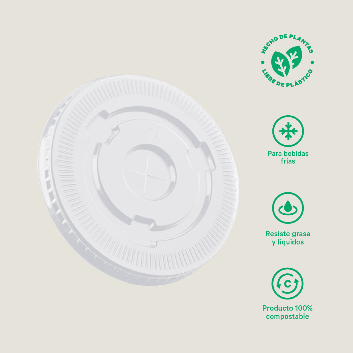 Tapa plana PLA -compostable
