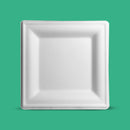 Plato Cuadrado | Bagazo de caña | 8" / 20.3 cm | Compostable y biodegradable