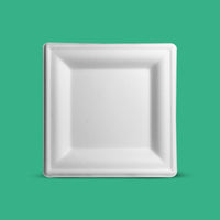 Plato Cuadrado | Bagazo de caña | 6" / 15.2 cm | Compostable y biodegradable