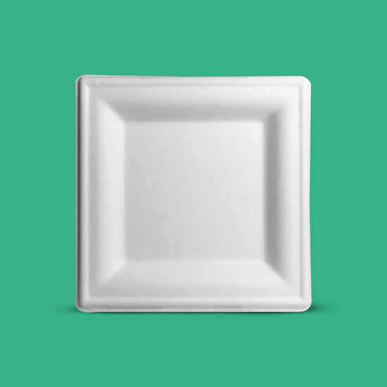 Plato Cuadrado | Bagazo de caña | 6" / 15.2 cm | Compostable y biodegradable