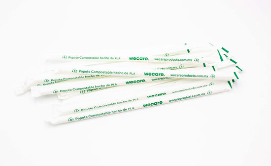 Popote Estuchado Blanco | PLA + PAPEL | 21 cm x 0.7 | Compostable y biodegradable