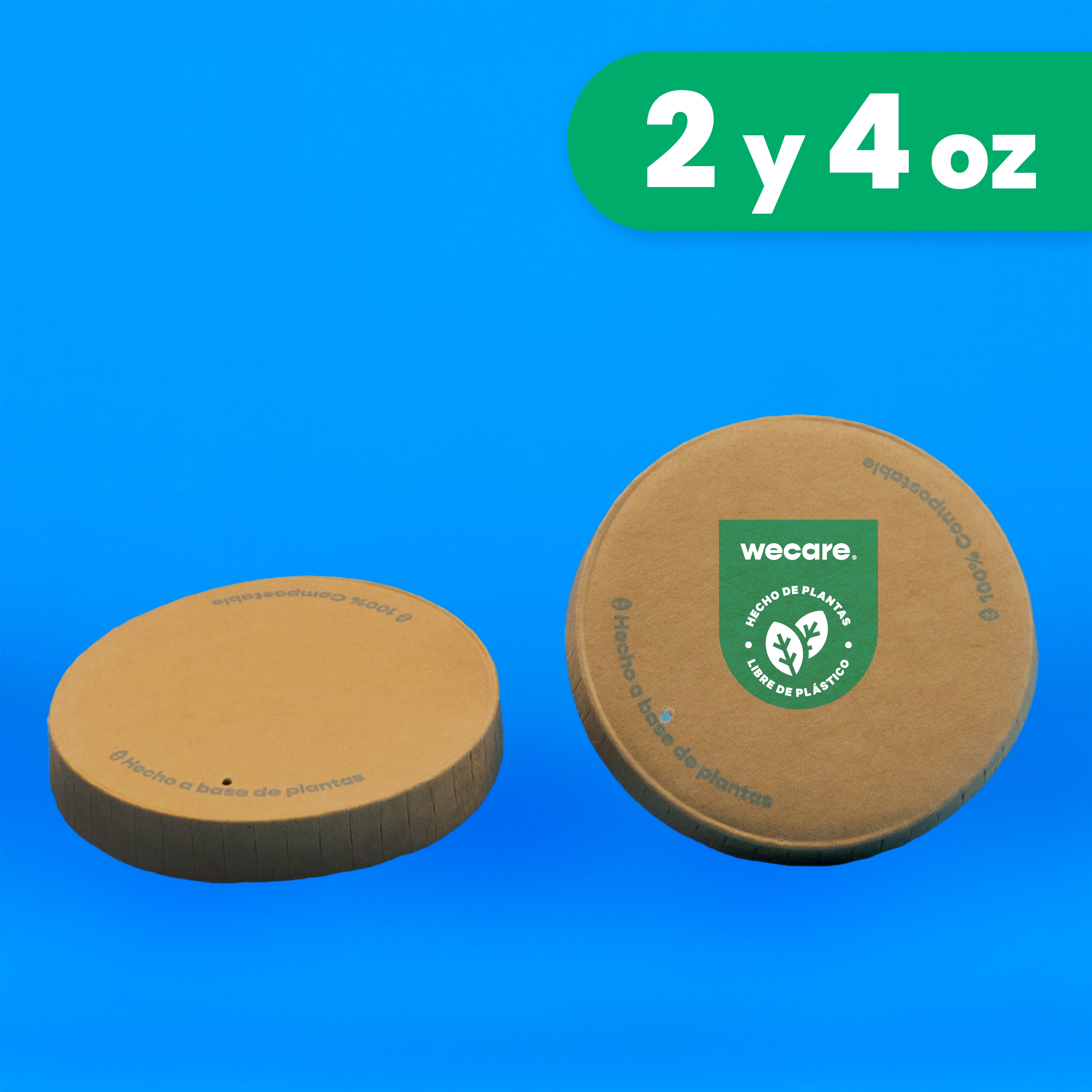 Tapa Papel Vasos Souffle | Papel PLA | 2oz - 4oz | Compostable y biodegradable