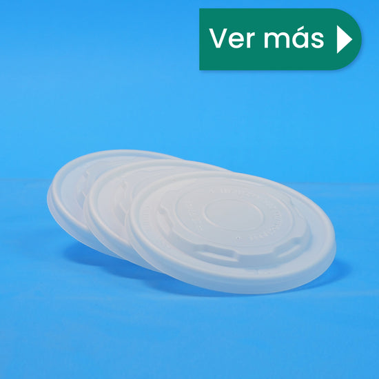 Tapa Contenedor Térmico | Ácido  Poliláctico Cristalizado CPLA | 8 oz | Compostable y biodegradable