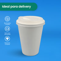 Tapa Cafetera Vaso | Ácido  Poliláctico Cristalizado CPLA | 10-20 Oz | Compostable y biodegradable