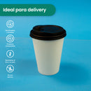 Tapa Negra Cafetera Vaso | Ácido  Poliláctico Cristalizado CPLA | 10-20 Oz | Compostable y biodegradable