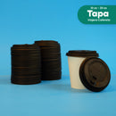 Tapa Negra Cafetera Vaso | Ácido  Poliláctico Cristalizado CPLA | 10-20 Oz | Compostable y biodegradable
