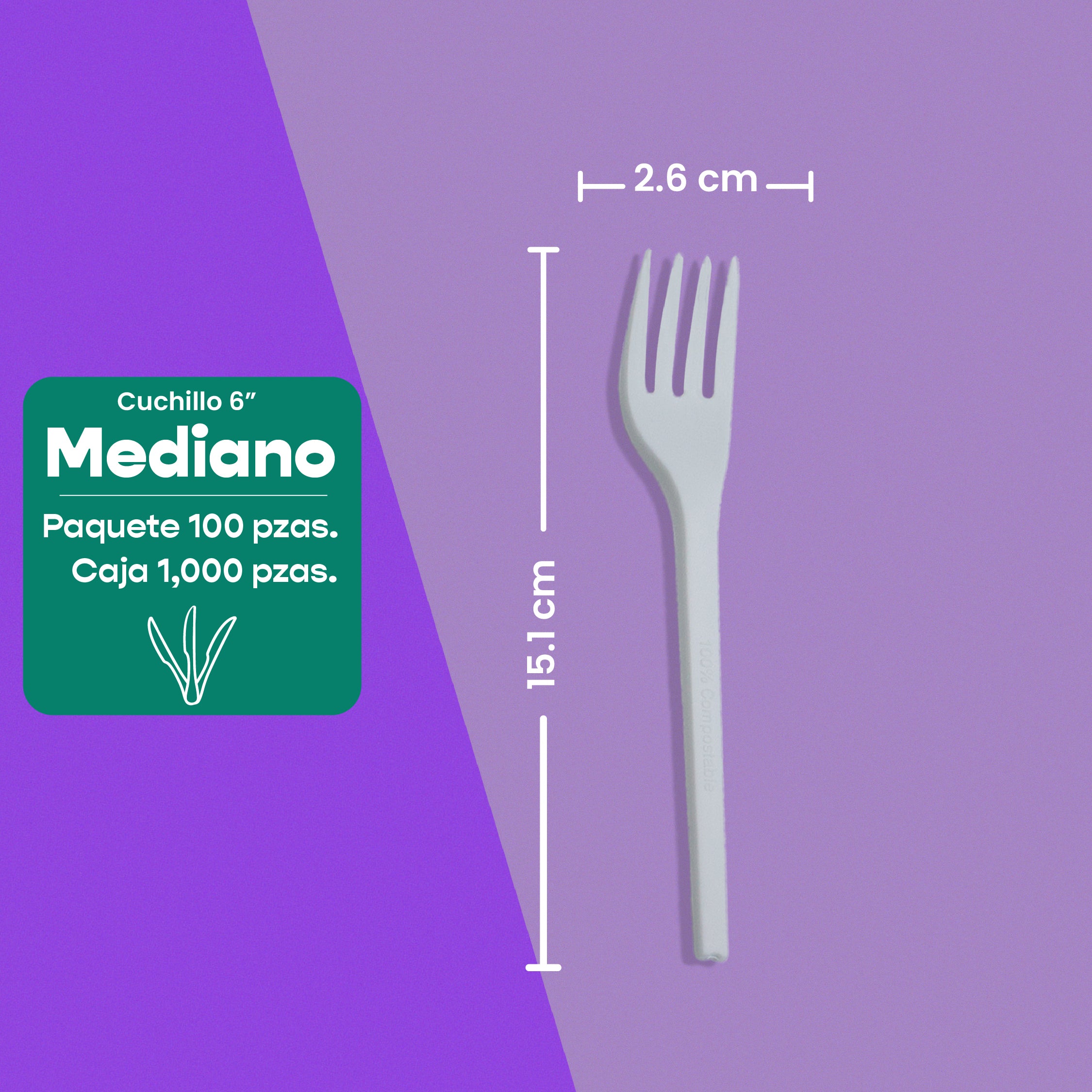 Tenedor | Ácido Poliláctico Cristalizado CPLA | Compostable y biodegradable