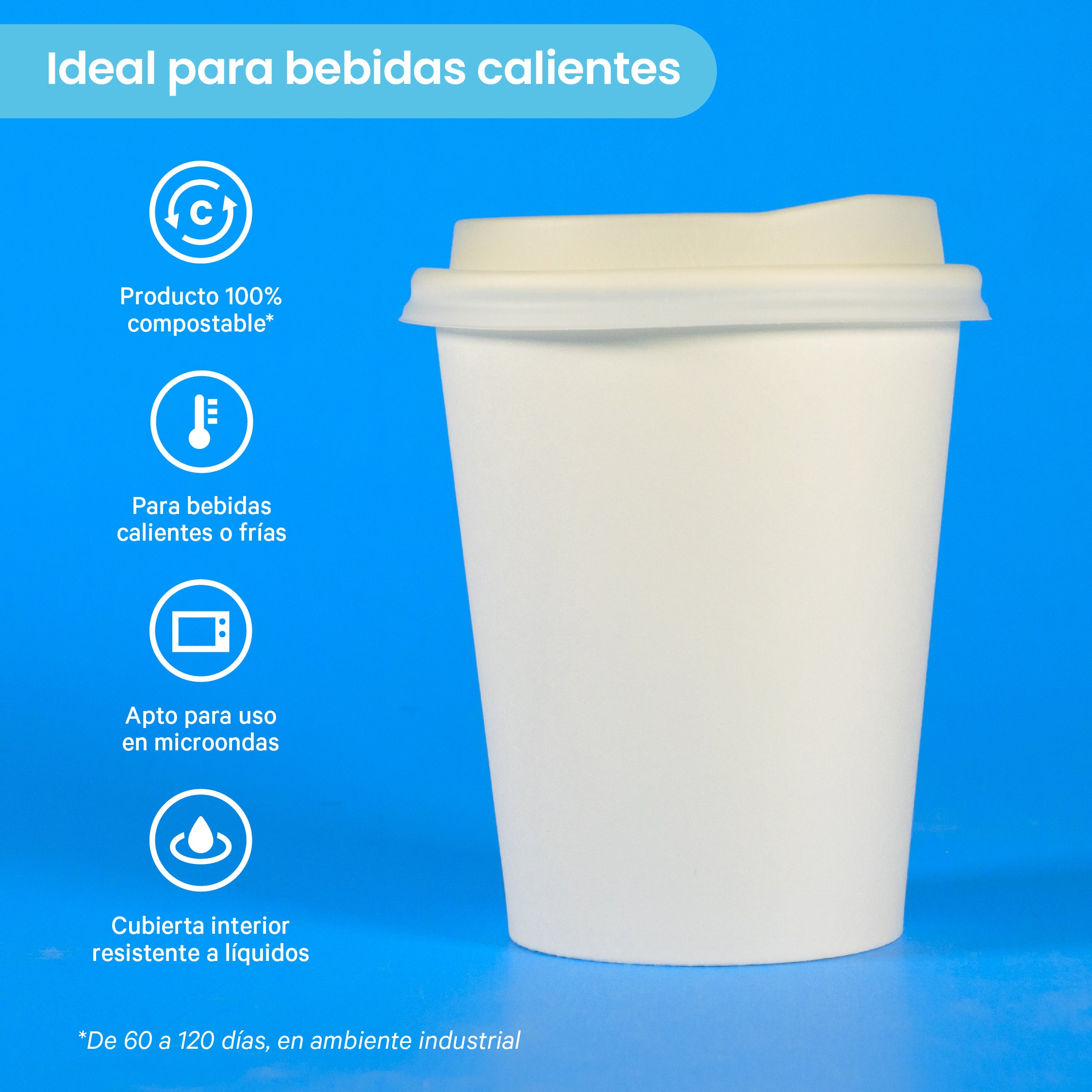 Vaso Térmico | Papel - Ácido  Poliláctico PLA | 10 oz -295 ml | Compostable y biodegradable