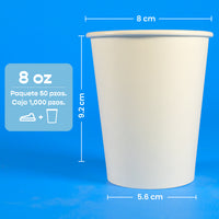 Vaso Térmico | Papel - Ácido  Poliláctico PLA | 8 oz / 237 ml | Compostable y biodegradable