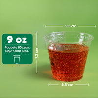 Vaso Transparente | Ácido  Poliláctico PLA | 9 oz / 266 ml | Compostable y biodegradable