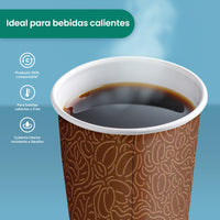 Vaso Térmico Con Diseño Cafetero | Papel - Ácido  Poliláctico PLA | 16 oz / 473 ml | Compostable y biodegradable