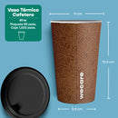 Vaso Térmico Con Diseño Cafetero | Papel - Ácido  Poliláctico PLA | 20 oz / 591 ml | Compostable y biodegradable