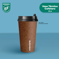 Vaso Térmico Con Diseño Cafetero | Papel - Ácido  Poliláctico PLA | 20 oz / 591 ml | Compostable y biodegradable