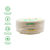 Plato Pastelero Liso | Bagazo de Trigo | 10 Pulgadas | 25 cm | Compostable