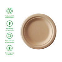Plato Pastelero Liso | Bagazo de Trigo | 10 Pulgadas | 25 cm | Compostable