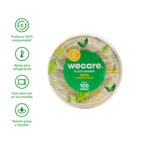 Plato Grande Liso | Bagazo de Trigo | 8.75 Pulgadas | 22 cm | Compostable