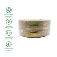 Plato Grande Liso | Bagazo de Trigo | 8.75 Pulgadas | 22 cm | Compostable