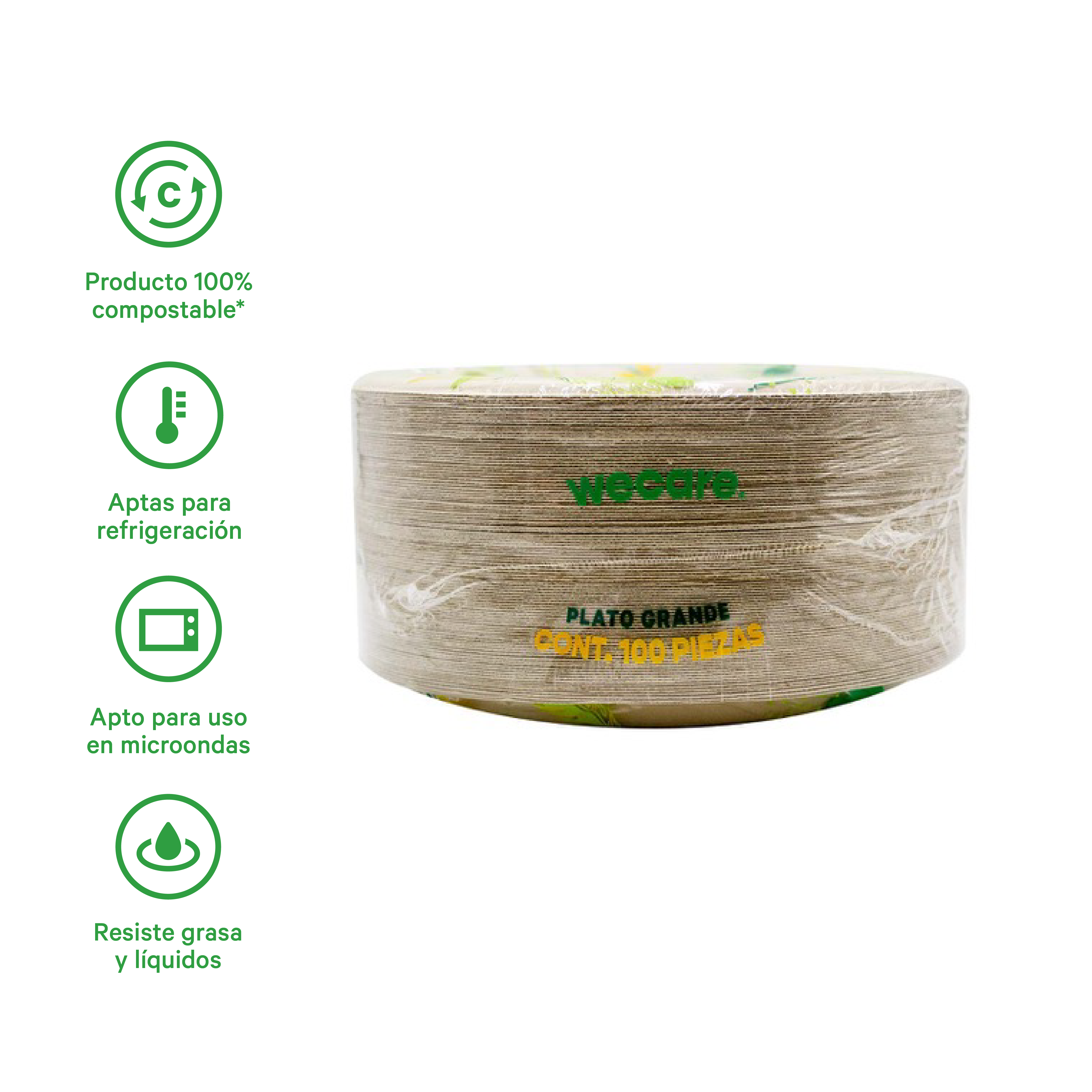 Plato Grande Liso | Bagazo de Trigo | 8.75 Pulgadas | 22 cm | Compostable