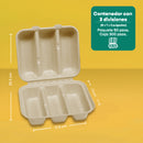 Contenedor 3 Div Taquero | Bagazo Trigo | Compostable y biodegradable