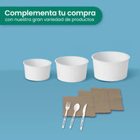 Contenedor Vaso Nieve Doble Recubrimiento | Papel - Ácido  Poliláctico PLA | 8 oz / 236 ml | Compostable y biodegradable