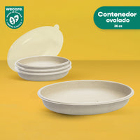 Contenedor Ovalado | Bagazo Trigo | 26 oz | Compostable y biodegradable