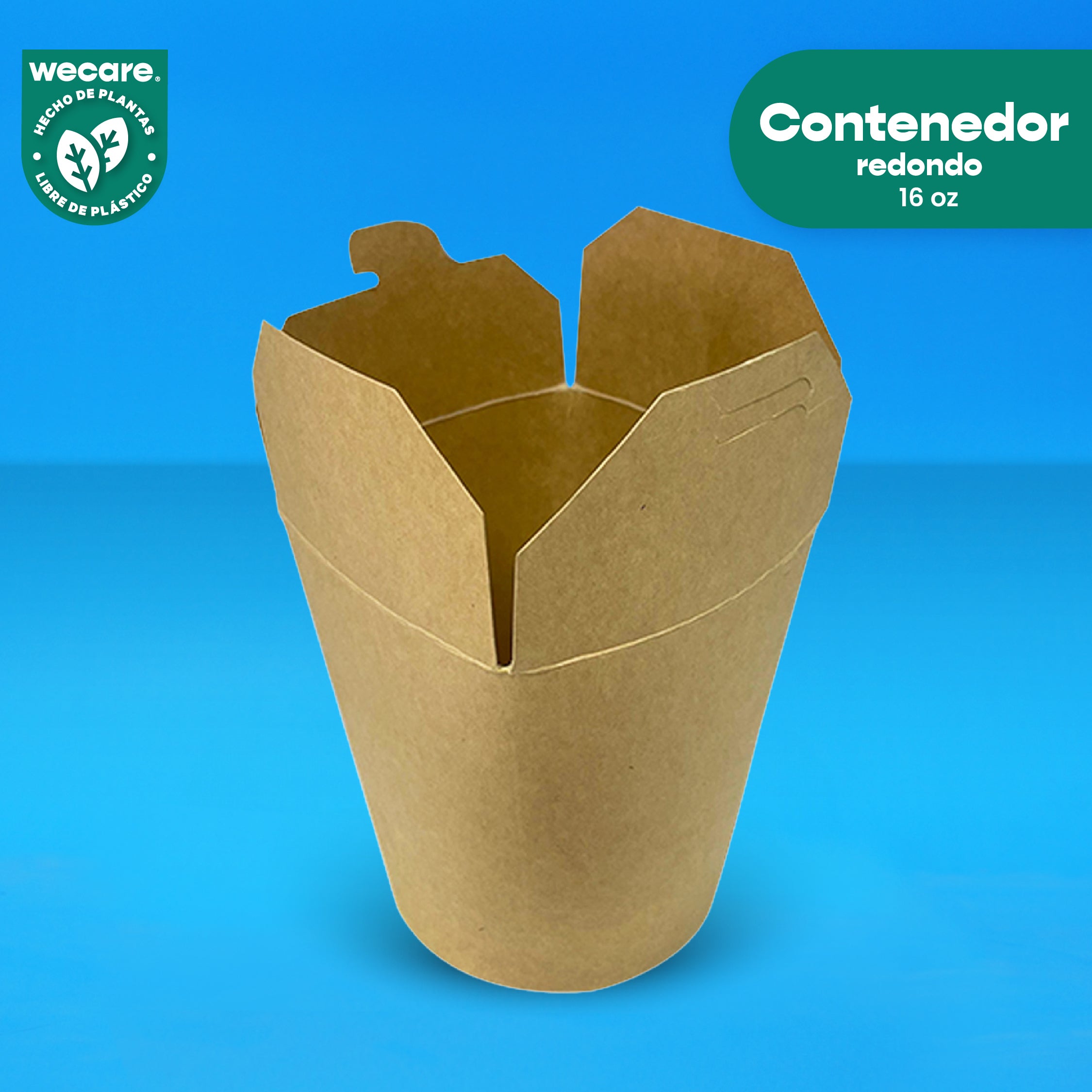 Contenedor Redondo Papel Delivery | Papel PLA | Chica 16 oz | Compostable y biodegradable