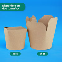 Contenedor Redondo Papel Delivery | Papel PLA | Grande 26 oz | Compostable y biodegradable